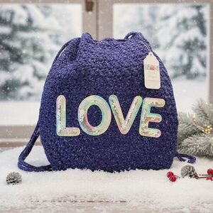 Girls Purple & Metallic Crochet Backpack | Handmade Sparkly Kids Bag